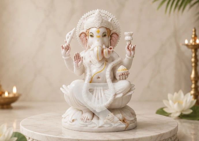 Premium White Marble Ganesha Statue — Shilakrut