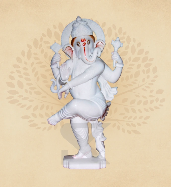 Shatbhuja Nataraja Ganesha — SKM-DAN-02 — Marble Ganesha Statue