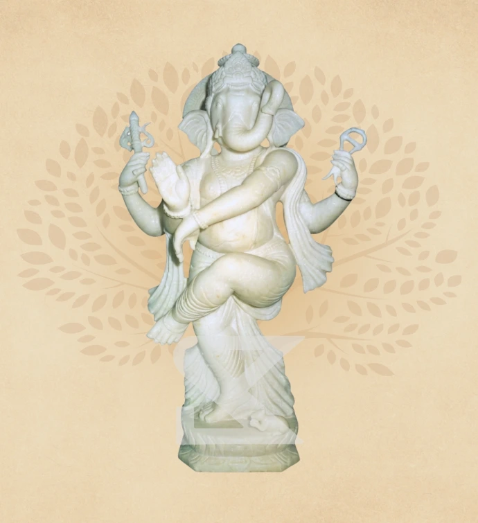 Rajopachara Dancing Ganesha — SKM-DAN-03 — Marble Ganesha Statue