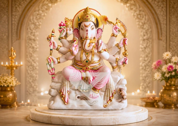 Marble Ashtabhuja Ganesha — Hero