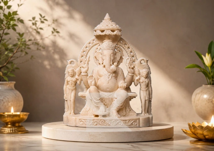 Marble Riddhi-Siddhi Ganesha — Hero