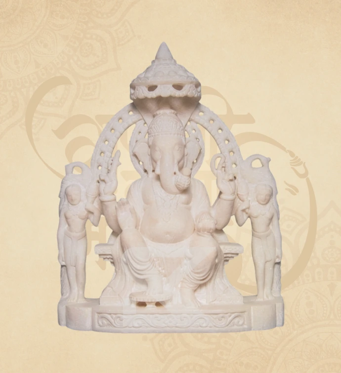 Sanatani Riddhi-Siddhi Ganesha — SKM-RSD-11 — Marble Ganesha Statue