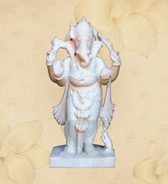 Classical Sandstone Standing Ganesha — SKM-STD-07 — Marble Ganesha Statue