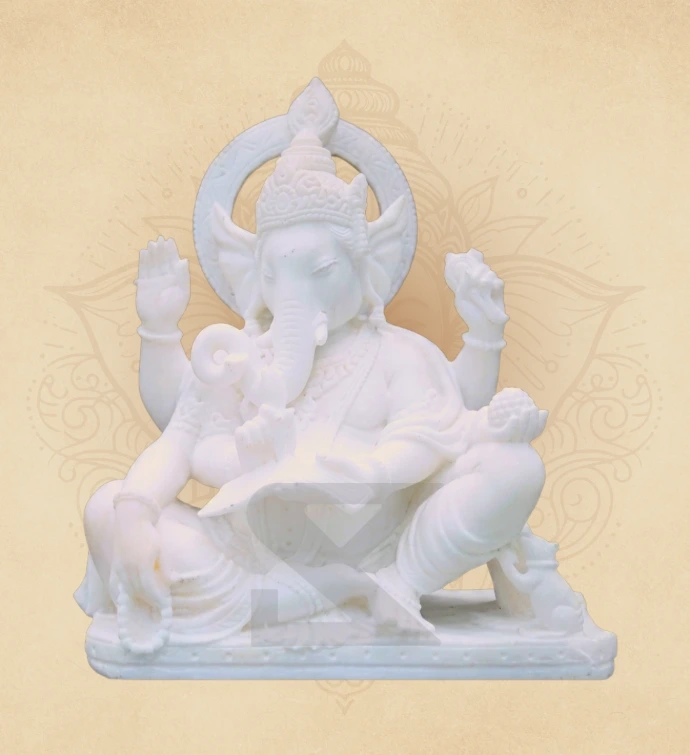 Shubhra Padmasan Ganesha — SKM-PAD-06 — Marble Ganesha Statue