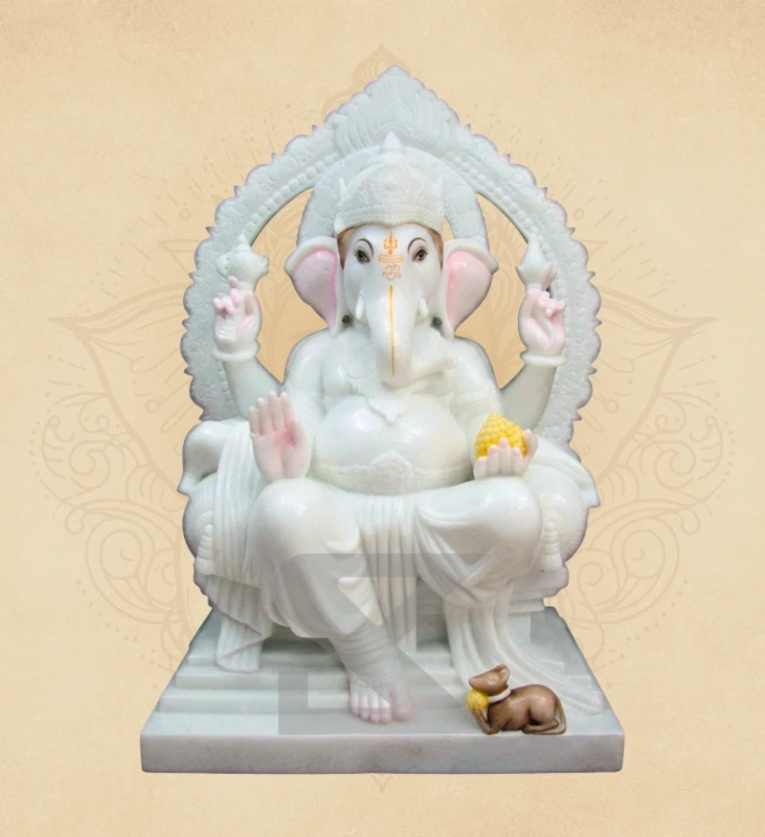 Mangal Padmasan Ganesha — SKM-PAD-45 — Marble Ganesha Statue