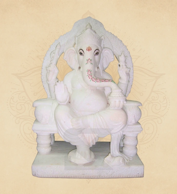 Sadhu Padmasan Ganesha — SKM-PAD-41 — Marble Ganesha Statue