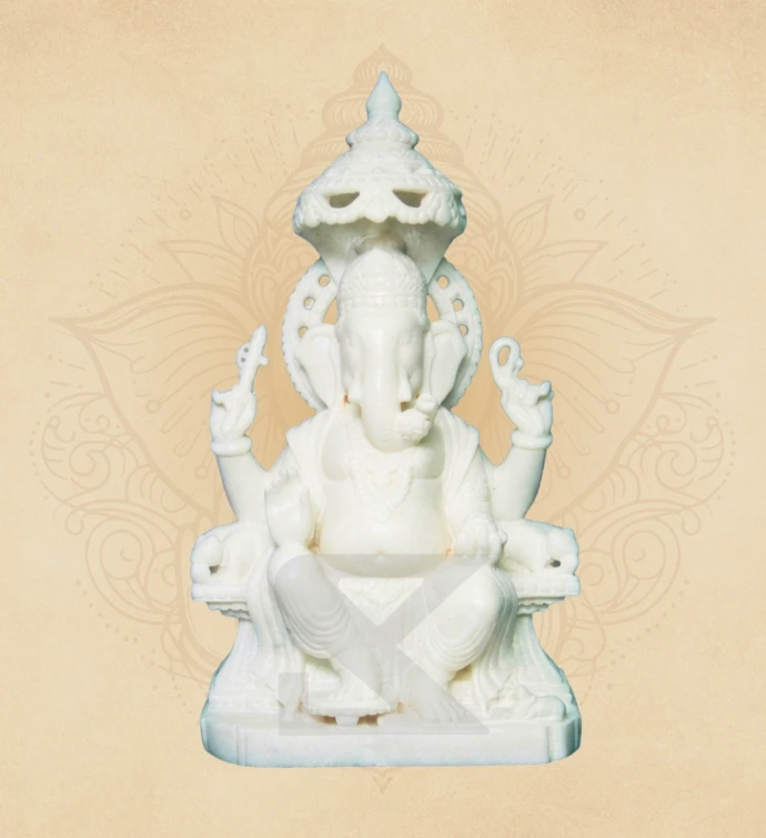 Yogi Padmasan Ganesha — SKM-PAD-39 — Marble Ganesha Statue