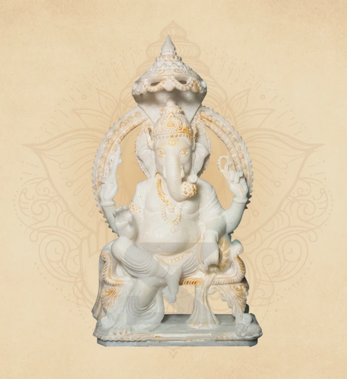 Naga Prabha Padmasan Ganesha — SKM-PAD-34 — Marble Ganesha Statue