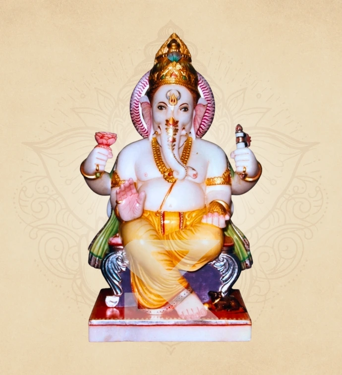 Padma Hasta Padmasan Ganesha — SKM-PAD-37 — Marble Ganesha Statue