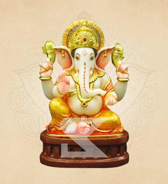 Surya Prabha Padmasan Ganesha — SKM-PAD-09 — Marble Ganesha Statue