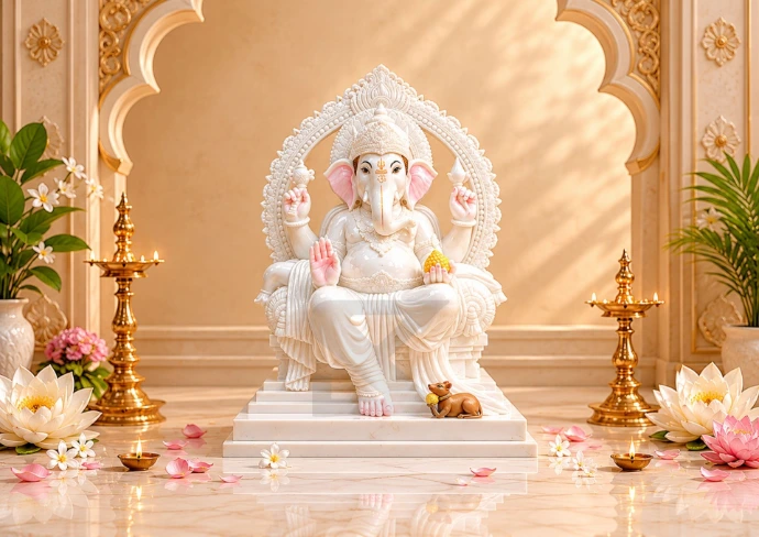 Marble Padmasan Ganesha — Hero