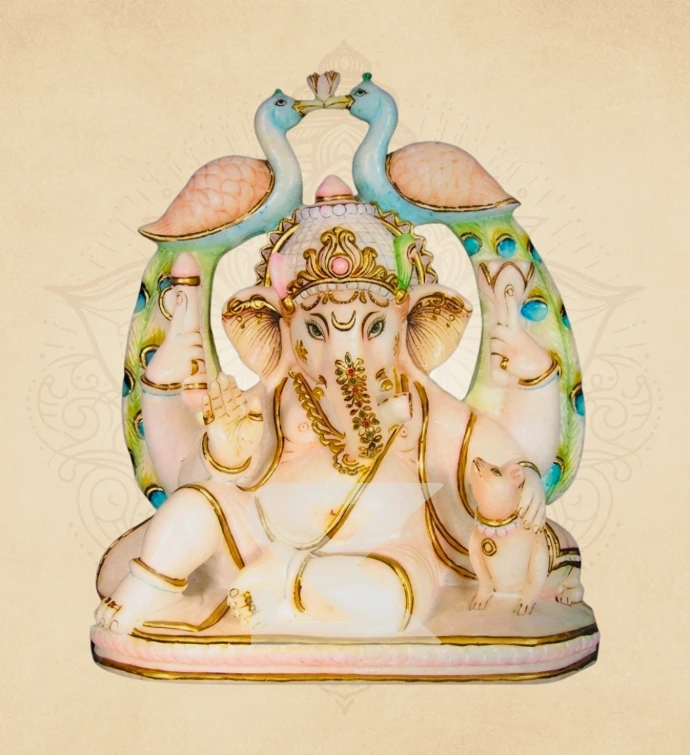 Mayur Toran Padmasan Ganesha — SKM-PAD-20 — Marble Ganesha Statue