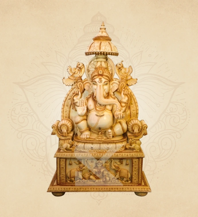 Chandan Singhasan Padmasan Ganesha — SKM-PAD-30 — Marble Ganesha Statue