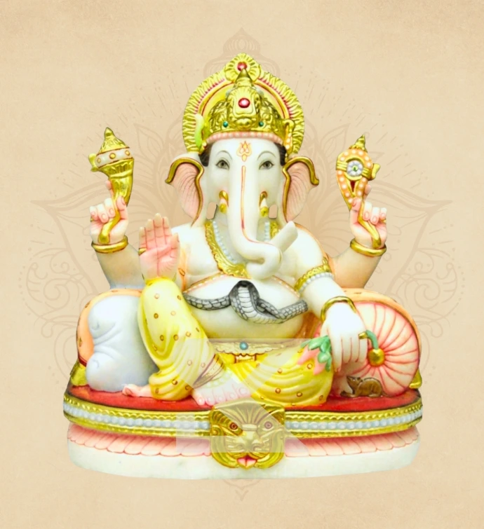Vishranti Padmasan Ganesha — SKM-PAD-10 — Marble Ganesha Statue