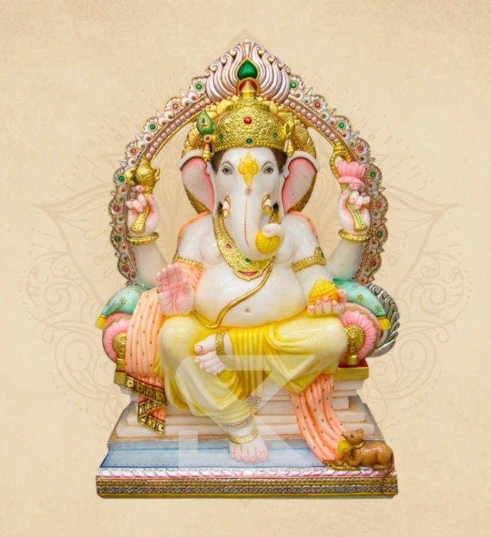 Sphatik Padmasan Ganesha — SKM-PAD-48 — Marble Ganesha Statue