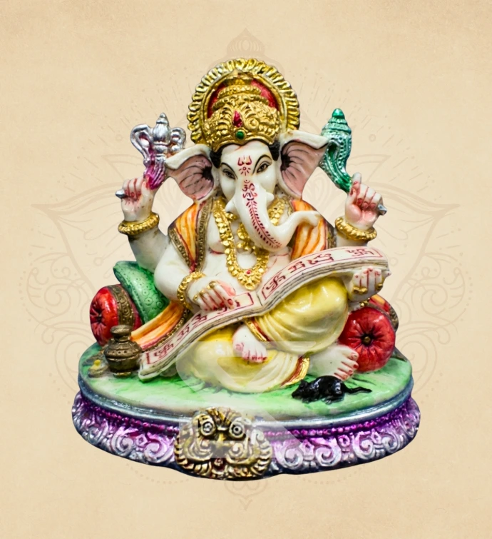 Pustak Padmasan Ganesha — SKM-PAD-01 — Marble Ganesha Statue