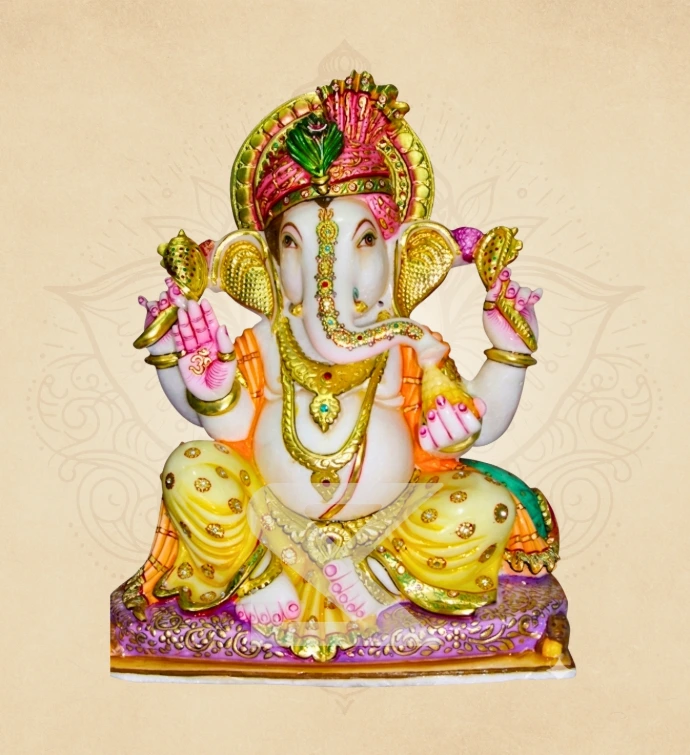 Maharashtrian Padmasan Ganesha — SKM-PAD-07 — Marble Ganesha Statue