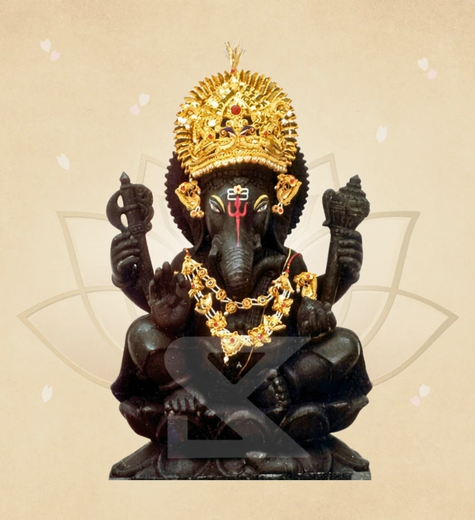 Krishnashila Shringar Kamalasan Ganesha — SKM-LAL-32 — Marble Ganesha Statue