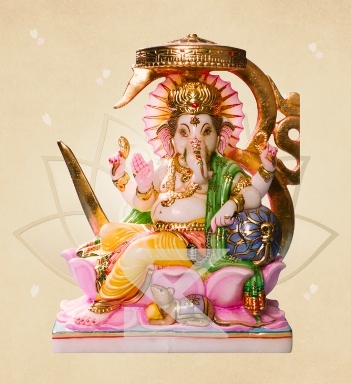 Omkar Kamalasan Ganesha — SKM-LAL-24 — Marble Ganesha Statue