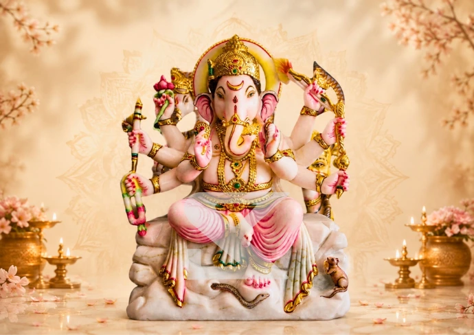 Marble Ashtabhuja Ganesha — Hero