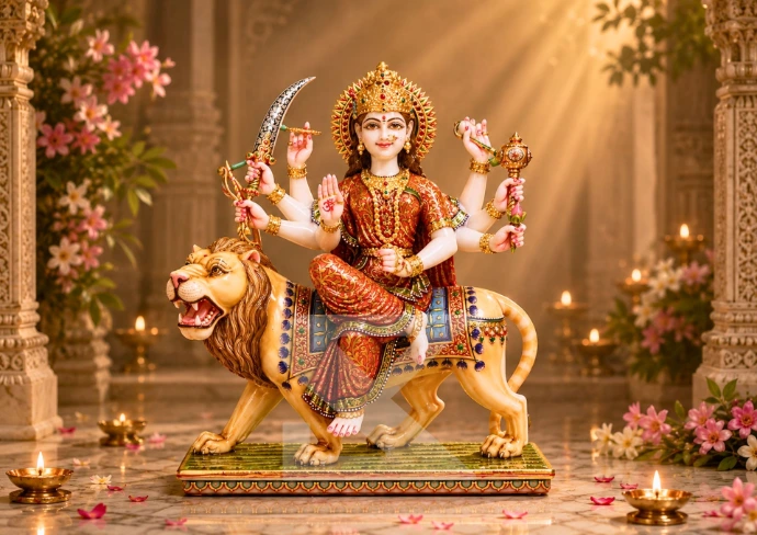 Marble Goddess Durga Statue — Shilakrut