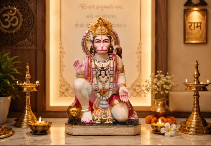Lord Hanuman in Vastu-Compliant Puja Room