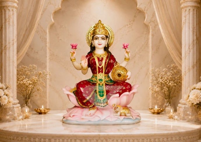 Marble Goddess Lakshmi Statue — Shilakrut
