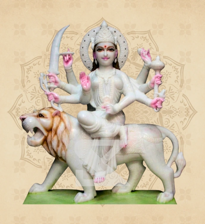 Ashtabhuja Durga — Design 03 — SKM-ASH-03 — Marble Durga Statue