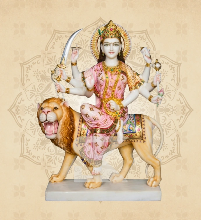 Ashtabhuja Durga — Design 02 — SKM-ASH-02 — Marble Durga Statue