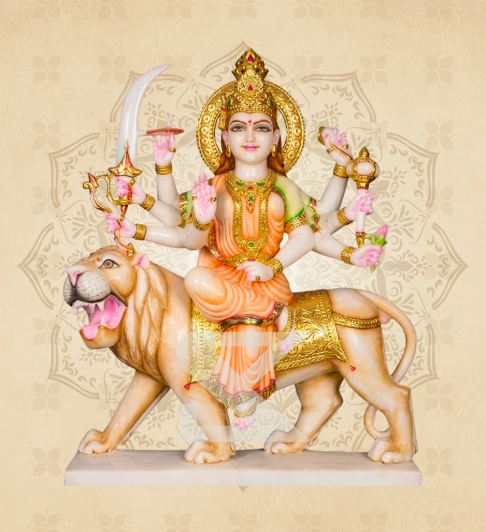Ashtabhuja Durga — Design 04 — SKM-ASH-04 — Marble Durga Statue