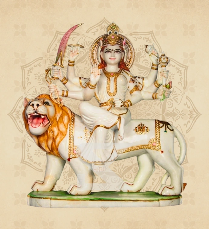 Ashtabhuja Durga — Design 18 — SKM-ASH-18 — Marble Durga Statue