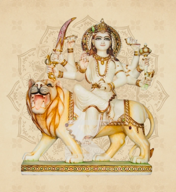 Ashtabhuja Durga — Design 19 — SKM-ASH-19 — Marble Durga Statue