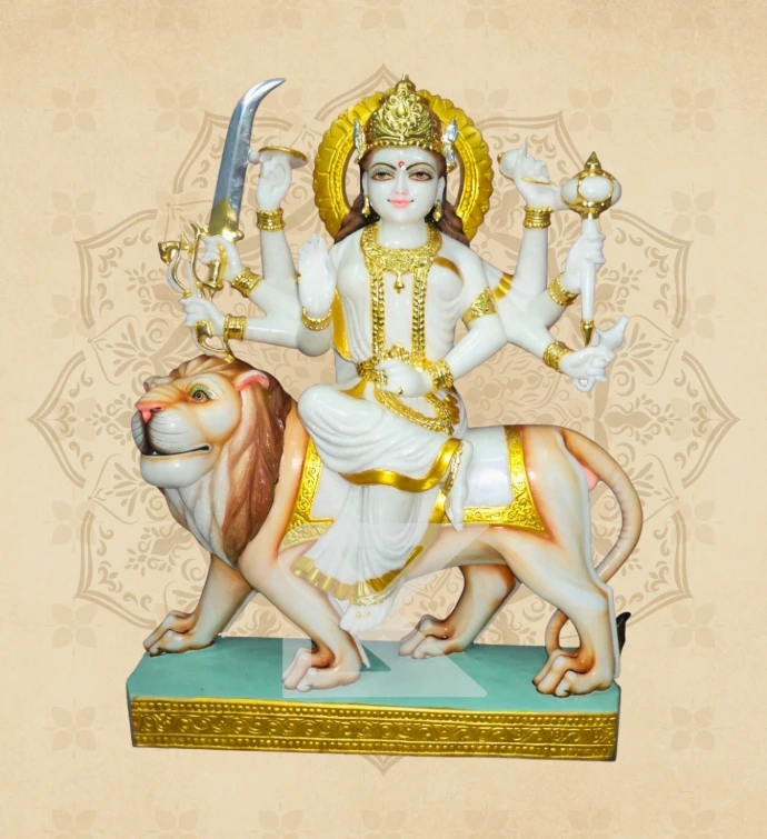 Ashtabhuja Durga — Design 27 — SKM-ASH-27 — Marble Durga Statue