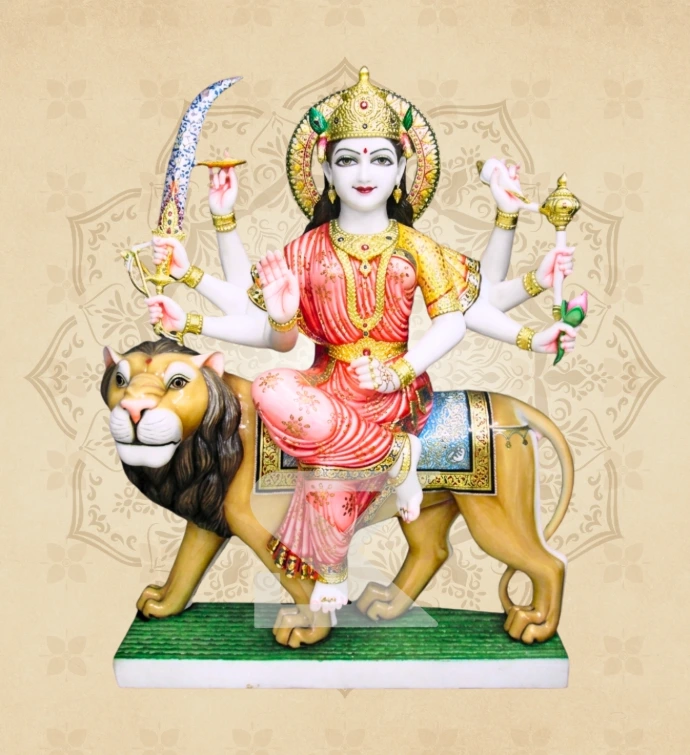 Ashtabhuja Durga — Design 09 — SKM-ASH-09 — Marble Durga Statue