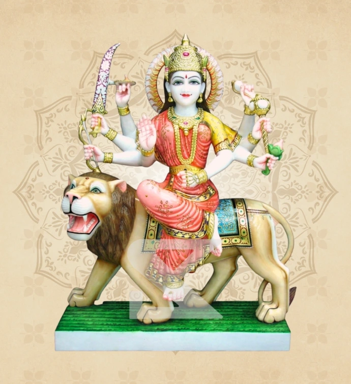 Ashtabhuja Durga — Design 10 — SKM-ASH-10 — Marble Durga Statue