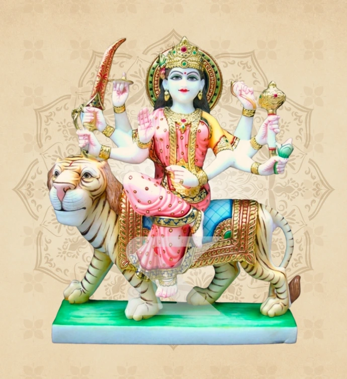 Ashtabhuja Durga — Design 11 — SKM-ASH-11 — Marble Durga Statue
