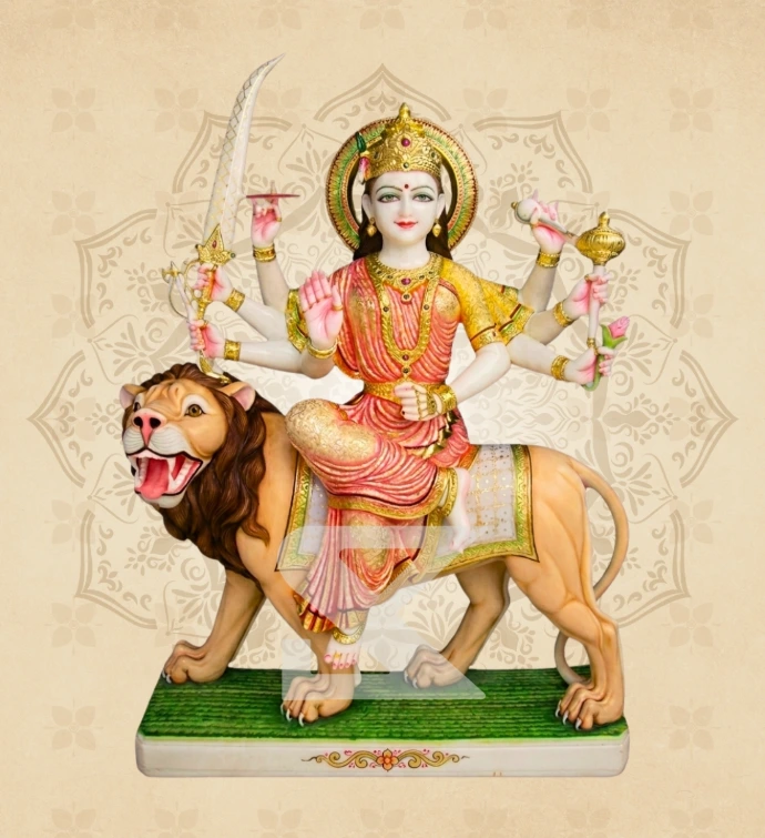 Ashtabhuja Durga — Design 14 — SKM-ASH-14 — Marble Durga Statue