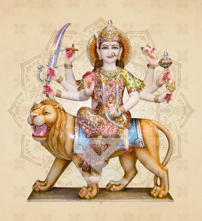 Ashtabhuja Durga — Design 15 — SKM-ASH-15 — Marble Durga Statue