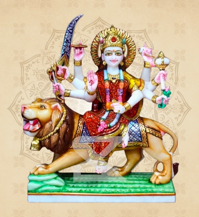 Ashtabhuja Durga — Design 21 — SKM-ASH-21 — Marble Durga Statue