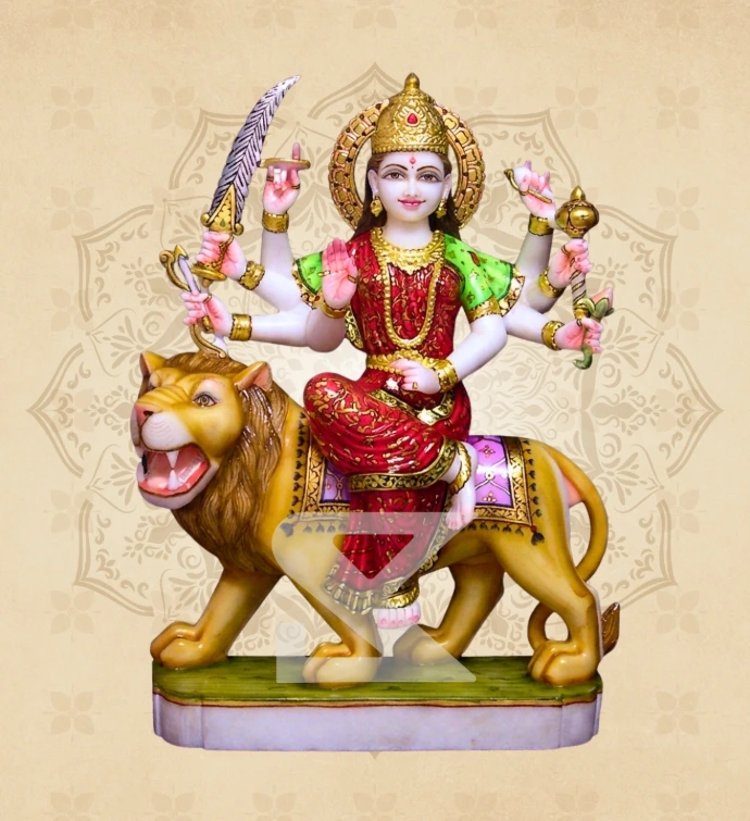 Ashtabhuja Durga — Design 20 — SKM-ASH-20 — Marble Durga Statue