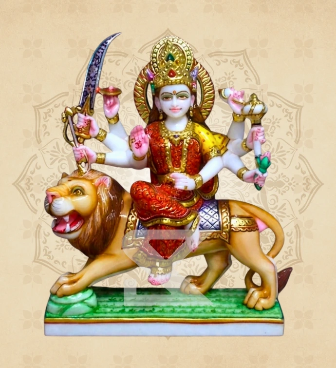 Ashtabhuja Durga — Design 22 — SKM-ASH-22 — Marble Durga Statue