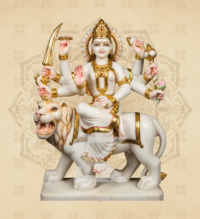Ashtabhuja Durga — Design 31 — SKM-ASH-31 — Marble Durga Statue