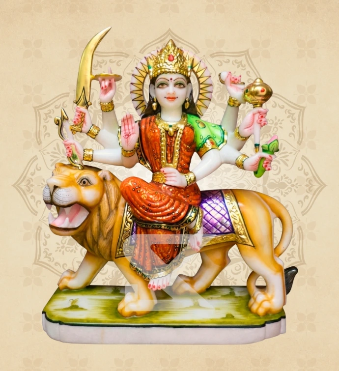 Ashtabhuja Durga — Design 26 — SKM-ASH-26 — Marble Durga Statue