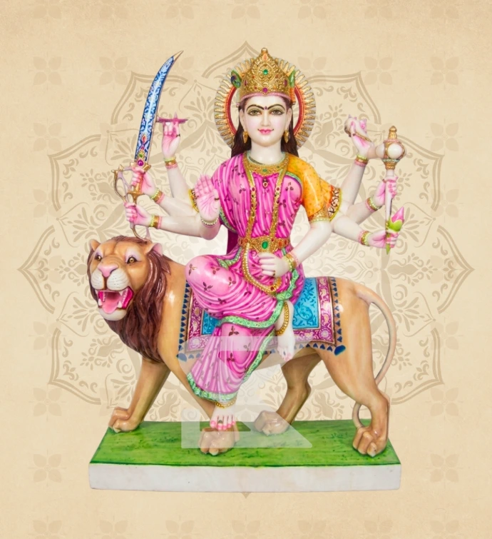 Ashtabhuja Durga — Design 35 — SKM-ASH-35 — Marble Durga Statue