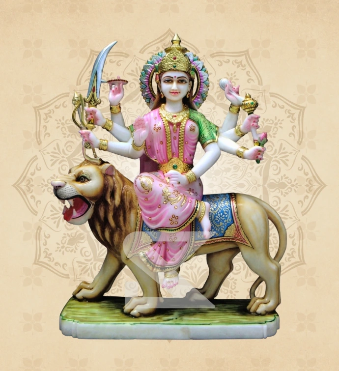 Ashtabhuja Durga — Design 32 — SKM-ASH-32 — Marble Durga Statue