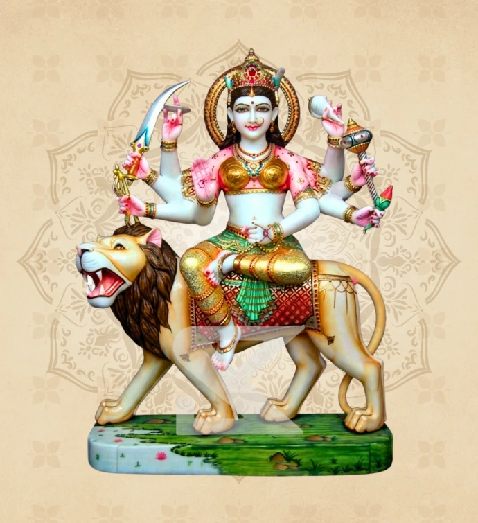 Ashtabhuja Durga — Design 34 — SKM-ASH-34 — Marble Durga Statue
