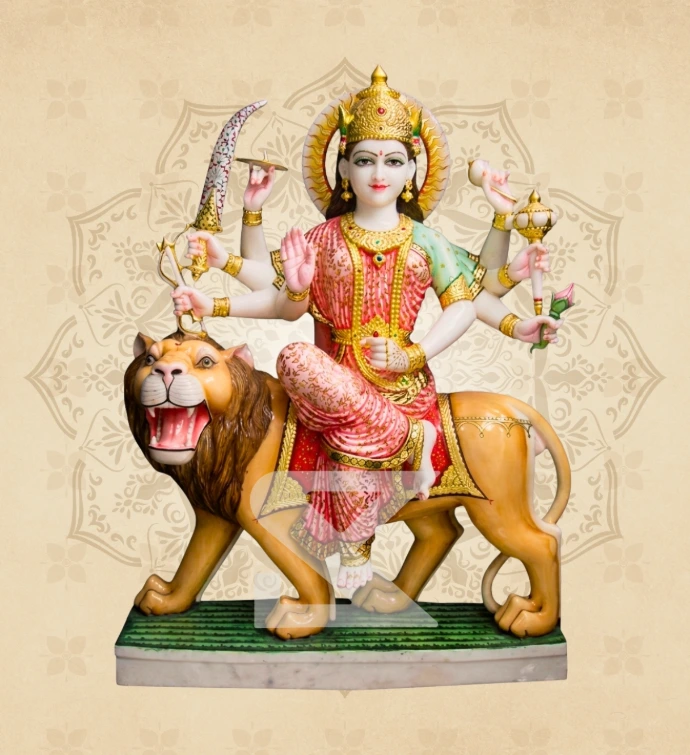 Ashtabhuja Durga — Design 37 — SKM-ASH-37 — Marble Durga Statue