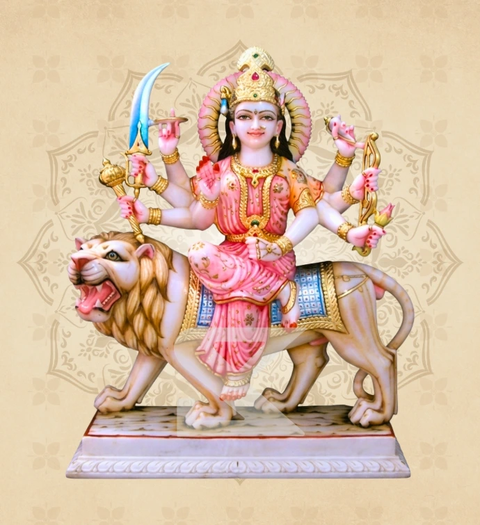 Ashtabhuja Durga — Design 38 — SKM-ASH-38 — Marble Durga Statue