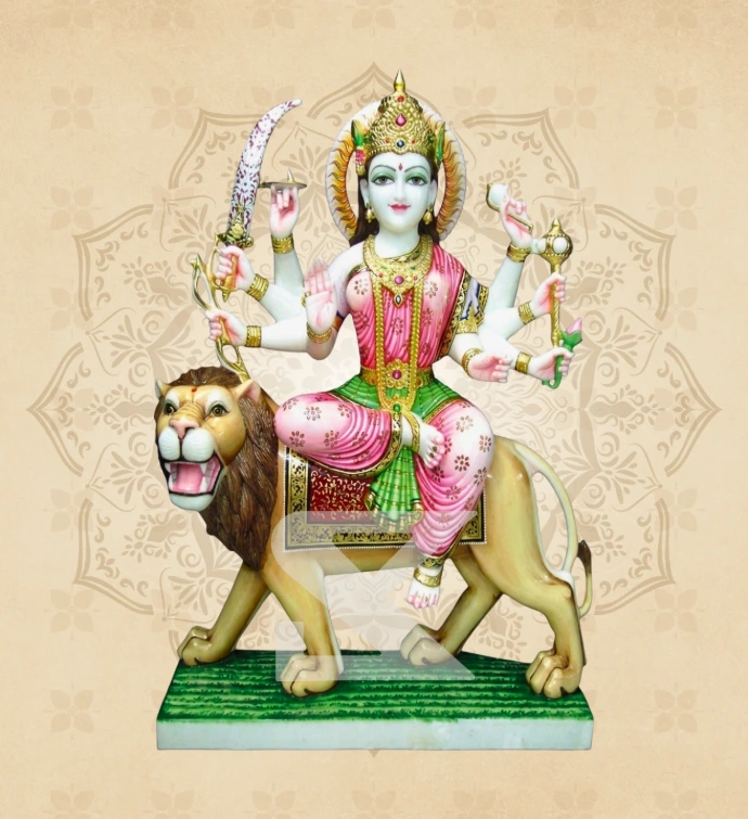 Ashtabhuja Durga — Design 40 — SKM-ASH-40 — Marble Durga Statue