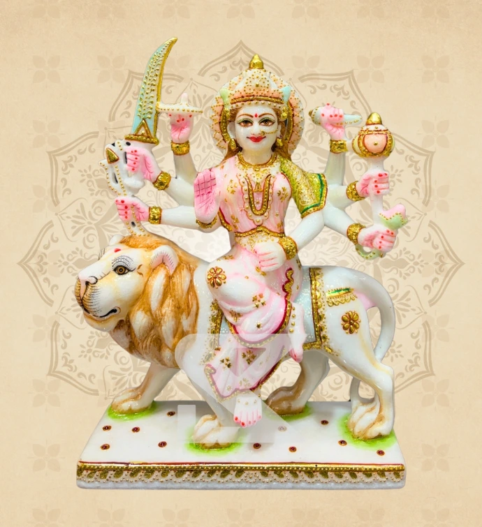 Ashtabhuja Durga — Design 45 — SKM-ASH-45 — Marble Durga Statue